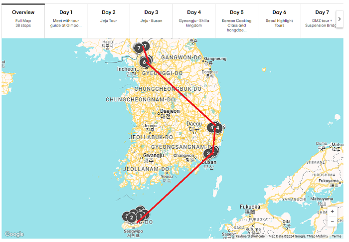 실제 외국인들의 한국 관광 패키지 구성